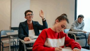 Student raising hand