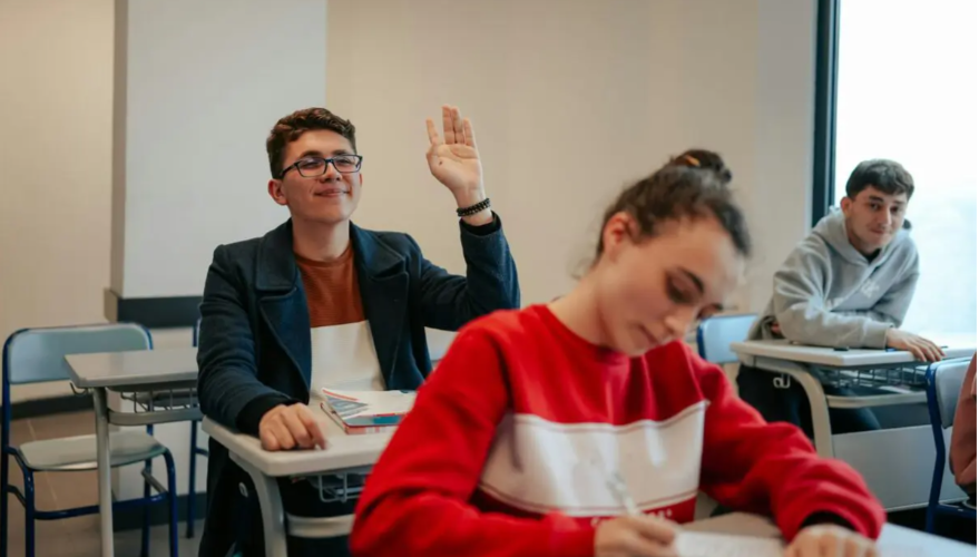 Student raising hand
