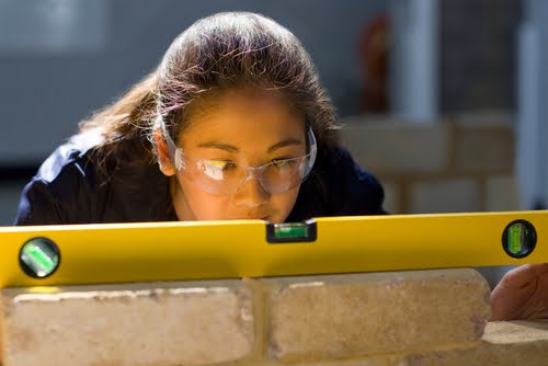 Trade school student leveling.