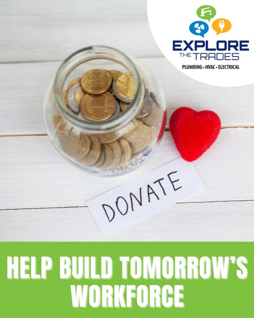 Jar of coins with note that says donate.