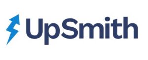 The UpSmith logo featuring the company name with a lightning bolt icon in blue and dark navy colors.
